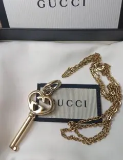 【正規 美品】GUCCI インターロッキング キー鍵チャーム/ネックレスチェーン