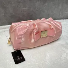 未使用☆タグ,箱付き☆LANVIN ポーチ 化粧ポーチ ローズ柄 ピンク