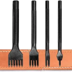 4本セット 菱目打ち レザークラフト ポンチ 間隔 4MM 打ち具1２４６歯