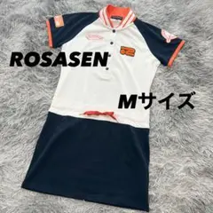 美品　ロサーセン　ワンピース　半袖　ネイビー　ワッペン　Mサイズ