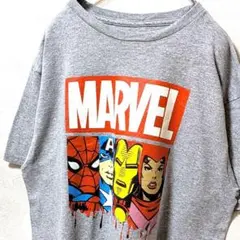 マーベル キャラクタースパイダーマン Tシャツ グレー 灰色 古着