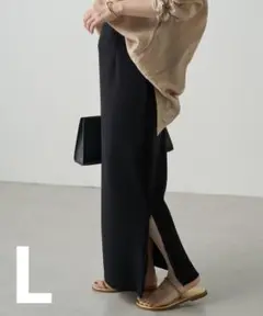 ラウンジドレス　ポンチZIPタイトスカート　ブラック　L