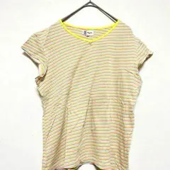 ミッシェルクラン　ストライプ Vネック 半袖Tシャツ