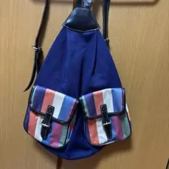 ネイビー ストライプポケット リュック