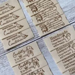 82布　タグ　handmade ラベル　クマ　リス他　4柄16枚