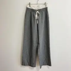 【美品】ダブルウエスト グレー ワイドパンツ イージーパンツ レディース M