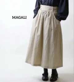 マガリMAGALI 硫化染めコットンギャザースカート アイボリー フリーサイズ