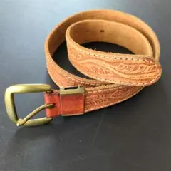 値下げ　ブラウンレザーエンボスベルト