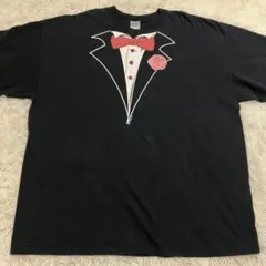 状態良年代物90s？ビッグサイズタキシードtシャツだまし絵騙し絵レトロジョーク