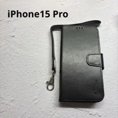 iPhone15 Pro 手帳型ケース　ブラック