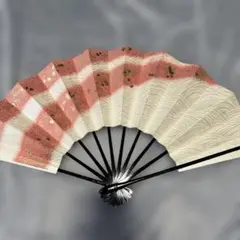 【美品】舞扇子 赤と白のストライプ 金箔お値下げ