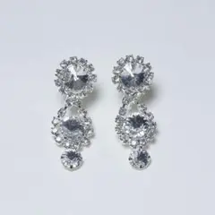 イヤリング シルバー ラインストーン 結婚式 ウェディング ブライダル