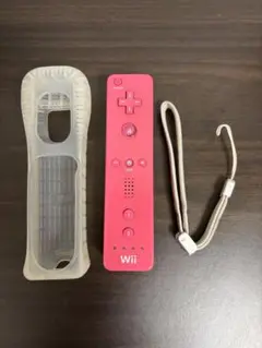 【中古】任天堂 Wiiリモコン ピンク シリコンカバー付（ジャンク・動作未確認）