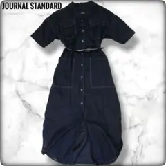【セール】 ジャーナルスタンダード シャツワンピース 黒 半袖 マキシ丈 黒