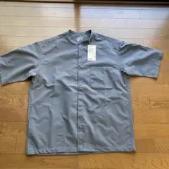 無印良品MUJI新品未使用タグ付 風を通すスタンドカラー五分袖シャツ紳士M
