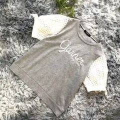 【Double focus】グレー ホワイト 半袖 Tシャツ メッシュ Lサイズ