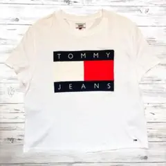 TOMMY JEANS Tシャツ デカロゴ ホワイト L 0148