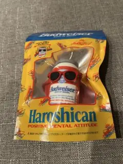 Budweiser Haroshican ミニチュア缶キーホルダー ブラック　赤