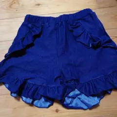 【美品】フリル付きネイビーショートパンツ、キュロットパンツ　150