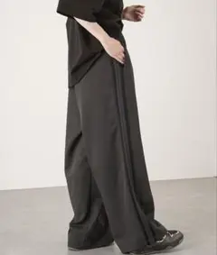 Alfred Alex ダブルフェイスサイドライン ハイウエスト ワイドパンツ