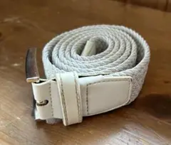 メンズ　ゴム　メッシュベルト　白×オフホワイト