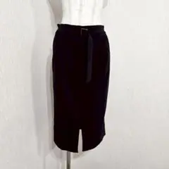 URBAN RESEARCH ベルト付きベロアスカート 濃紺　バックゴム（F）