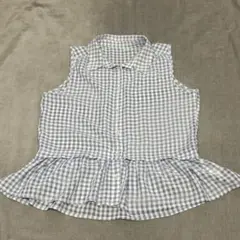ノースリーブ ギンガムチェック シャツ ブラウス　サイズM