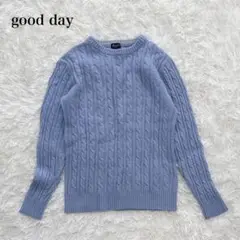 good day グッデイ ケーブルニットセーター 大きいサイズ ウール混 無地