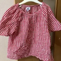 UNIQLO 半袖ブラウス 赤チェック 130