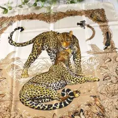 N2437 超美品!! エルメス カレ90 ジャングルラブヒョウシルクスカーフ HERMES エルメス Jungle Love ジャングルラブ カレ 90 スカーフ