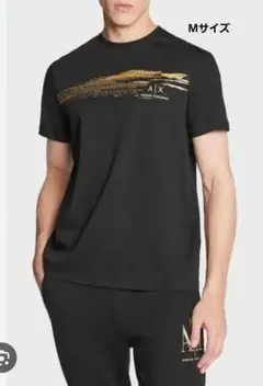 Armani Exchange 黒 Tシャツ ゴールドプリント