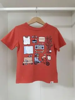 オレンジ イラストプリント Tシャツ