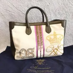 【中古・極美品】A.D.M.J. ハンドバッグ トート キャンバス×レザー