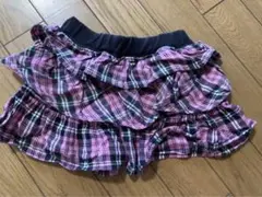 【匿名配送】女の子用　ピンク系チェック フリル付きスカート 110㎝