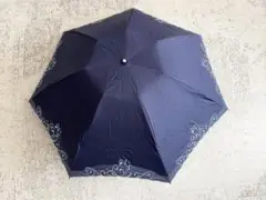 シノワズリーモダン ネイビー 刺繍　晴雨兼用　遮熱　遮光　折りたたみ傘