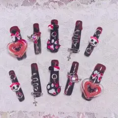 ネイルチップ♡地雷系♡量産型♡サブカル♡猫♡血♡垂れネイル♡可愛い♡ドクロ