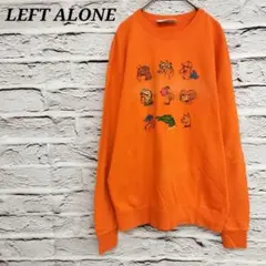 LEFT ALONE✩トレーナー スウェット アニマル 刺繍 コットン オレンジ