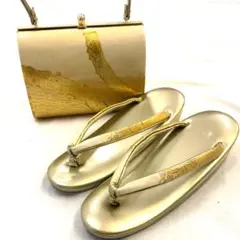 〔Y104〕草履 着物 ゴールド バックセット販売♪