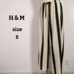 【H＆M】エイチアンドエム　パンツ　ワイドプルオンパンツ　ストライプ