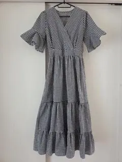 ギンガムチェック ワンピース ロング マーメイド