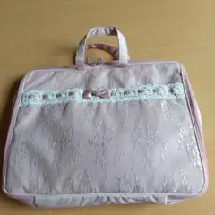 トラベルポーチ(大) ピンク レース 装飾