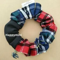 値下げ！チェック柄シュシュ　タグ付①