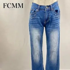 エフシーエムエム　スタッズ　ビジュー　美脚　フレア　デニムジーンズ【3738】