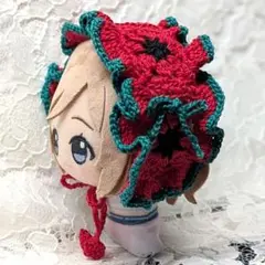 〈赤色×緑色×黒色〉ぬい服　ヘッドドレス　にじぬい　ちびぐるみ