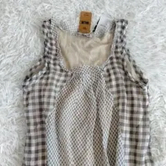 【ラフユニット】チェック柄 タンクトップ チュニック ワンピース 透け感有り