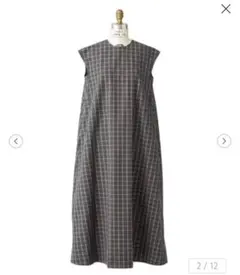 新品　ドゥロワー チェックフレンチスリーブワンピース　36