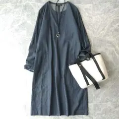 383 アーペーセー A.P.C. シャンブレー デニム ワンピース 長袖 紺