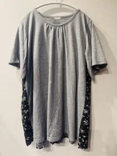 ノアンヌ　バック花柄×チェックトップス　おおきいサイズ　3L