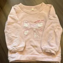 リボン刺繍 ピンク トレーナー 90
