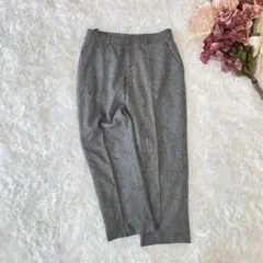 ネップツイードテーパードパンツ（ウエスト74〜84）大きいサイズ　グレー系　秋冬
